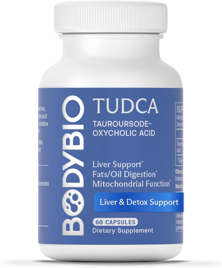 BodyBio TUDCA - Pure Tauroursodeoxycholic Acid Supplement - Support Bile Flow, Fat Metabolism & Liver Detox
