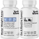 Water Weight Away & Gas and Bloating – Diuretic & Charcoal Pills for Bloating Relief – Support for Water Retention, Swollen Legs & Digestive Bloating – Peppermint & Coconut Oil – 90 Pills