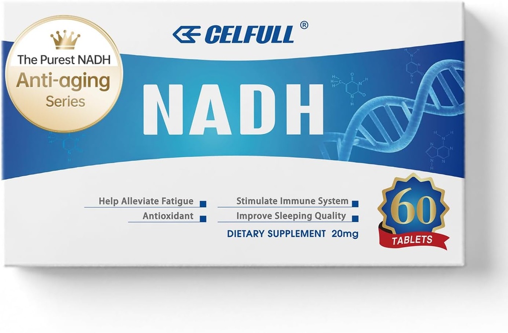 CELFULL NADH Supplement 40mg Enchance NMN Alternative NAD+ Supplement for Immune Support Anti-Aging Boost Brain Cognition & Chronic Fatigue Supplements
