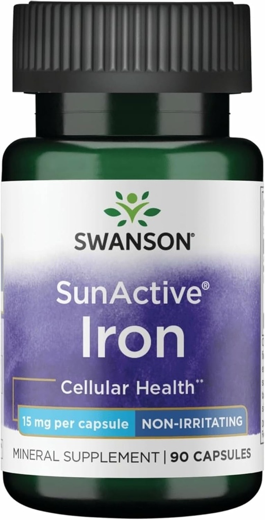 Swanson Sunactive Non-Irritating Iron 15 Milligrams 90 Capsules