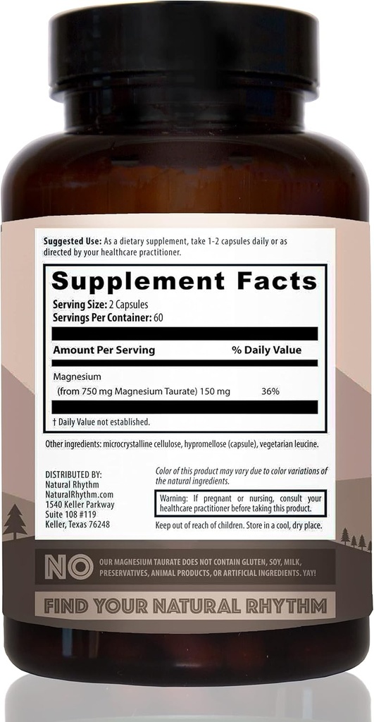 Natural Rhythm Magnesium Taurate 120 Capsules + CoQ10-ZEN 30 Capsules Bundle