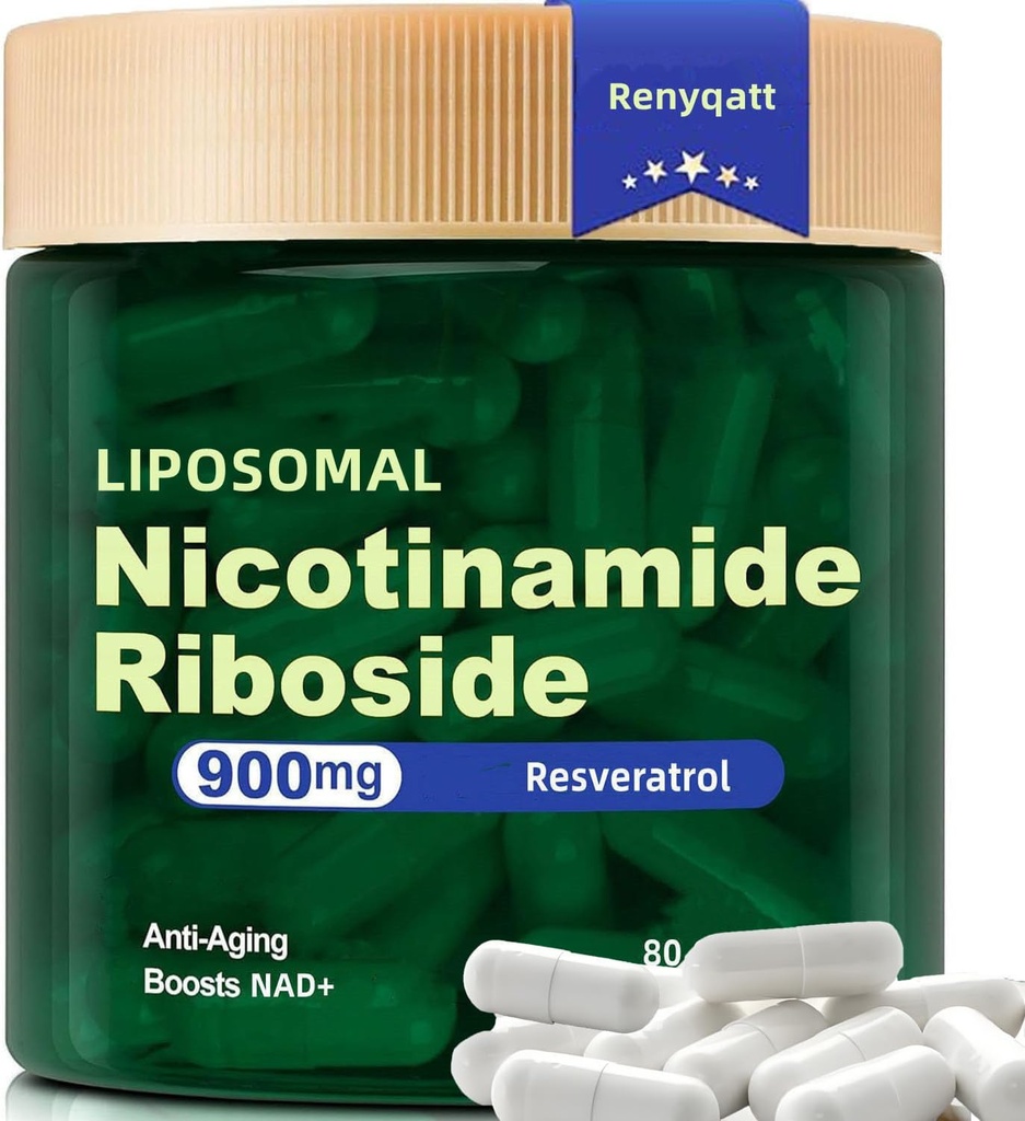 Renyqatt NAD+ Supplement - Liposomal Nicotinamide Riboside - Supplement for Anti-Aging, Energy, Focus - 80 Capsules（1B）