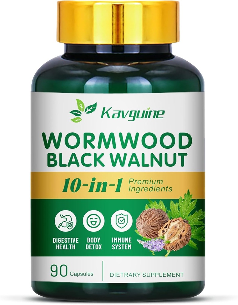 10 in 1 Wormwood Capsules - 90 Capsules Supplement, Black Walnut Hulls, Cloves, Black Pepper, Turmeric Curcumin Root, Peppermint Leaf, Supports Cut Health & Digestive Balance