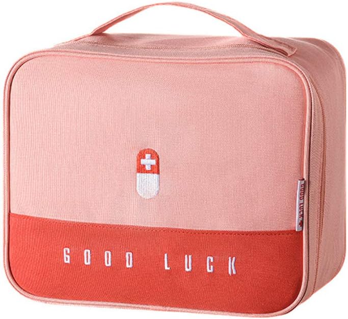 First Aid Bag Empty, Waterproof Emergency Medic Trauma Bag, Medicine Bag For Traveling ,Home Hiking Camping Car Office(Large,Pink)