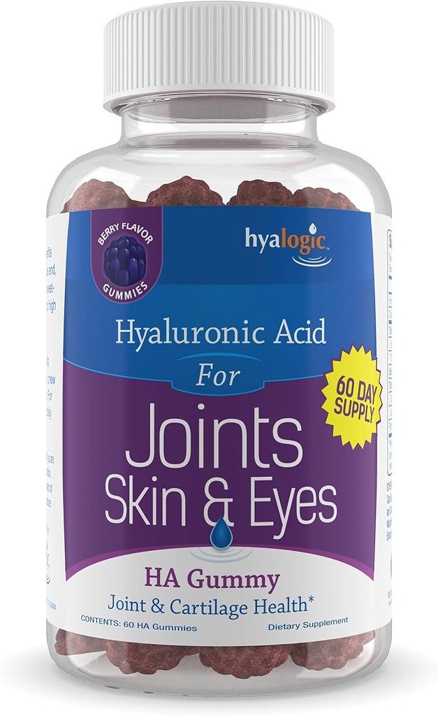 Hyalogic Hyaluronic Acid Gummies Mixed Berry Flavor HA Gummies – Gluten-Free Gummy Vitamins for Adults - HA Supplement for Joints, Skin & Eyes (30 Count)