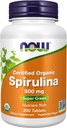 NOW Foods Supplements, Organic Spirulina 500 mg with Vitamins, Minerals and GLA (Gamma-Linolenic Acid), 200 Tablets