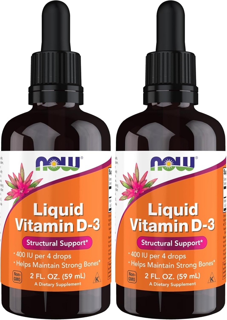 NOW Supplements, Liquid Vitamin D-3, Strong Bones*, Structural Support*, 2-Ounce (Pack of 2)