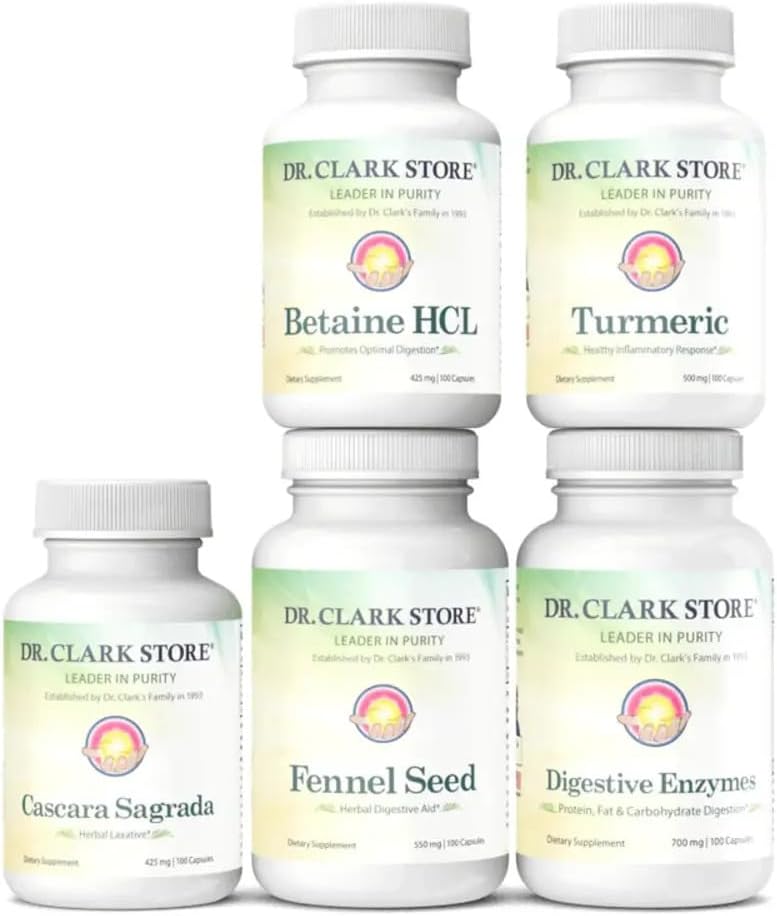 Dr. Clark Digestive Aid - Digestive Dietary Supplement Colon Cleanse - Balances Intestinal Organisms and - Promotes Nutrient Absorption - 17 Days Cleanse