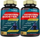 2 Packs of 60caps Testosterone Supplements Booster for Men, Equivalent to 10000mg - Natural Stamina, Endurance & Strength Supplement - Muscle Building Growth, Increasing Performance, Energy