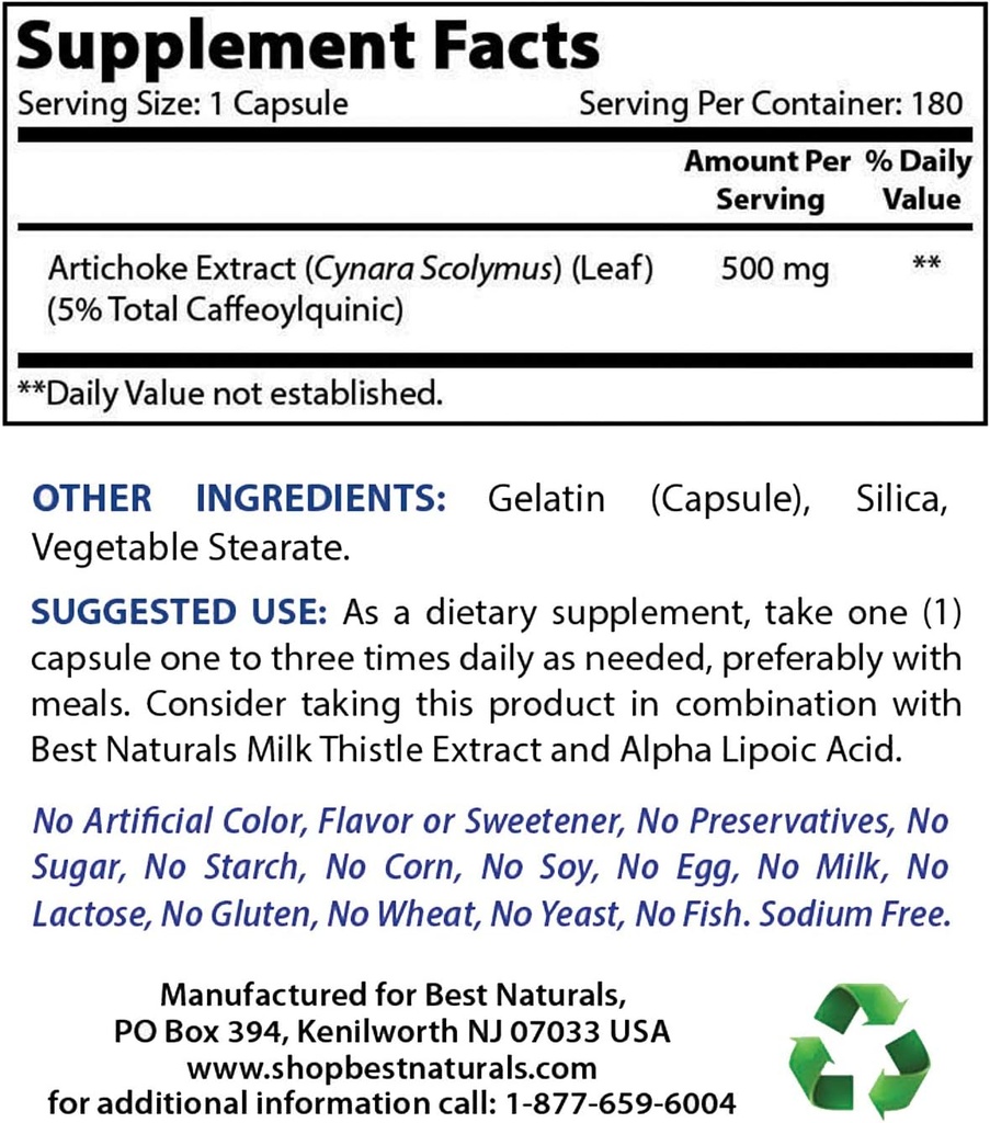Best Naturals Artichoke Extract 10000 mg & Magnesium Chloride 520 mg