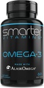 SmarterVitamins Omega 3 Fish Oil, Strawberry Flavor, Burpless, Tasteless, 2000mg, DHA EPA Triple Strength, Made with AlaskOmega®
