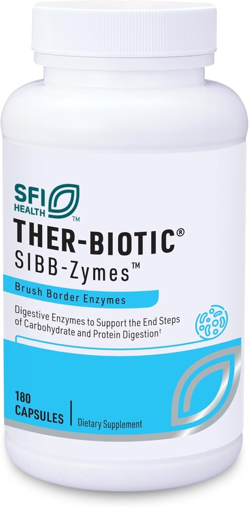 Klaire Labs Sibb-Zymes Brush Border Digestive Enzymes for Digestion - Peptidase/Protease Enzymes Complex - Supports Optimal Carb & Protein Digestion - Gluten Free (180 Capsules)