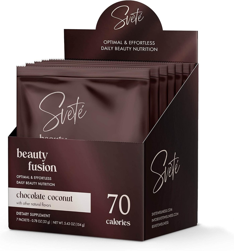 Hydrolyzed Multi Collagen for Women + Vitamins, Biotin, Hyaluronic Acid, CoQ10, Probiotics, Zinc | Keto Chocolate Protein Drink Powder (7 Travel Packs) Hair, Skin, Beauty Supplement by Svete