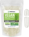 XPRS Nutra Size 1 Empty Capsules - 500 Count Clear Empty Vegan Capsules - Vegetarian Pills - DIY Vegetable Capsule Filling- Veggie Pill Caps for Do-It-Yourself Supplements