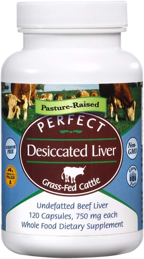 Perfect Supplements – Perfect Desiccated Liver – 120 Capsules – Undefatted Beef Liver – Natural Source of Protein, Iron, Vitamins A & B – 2 Pack