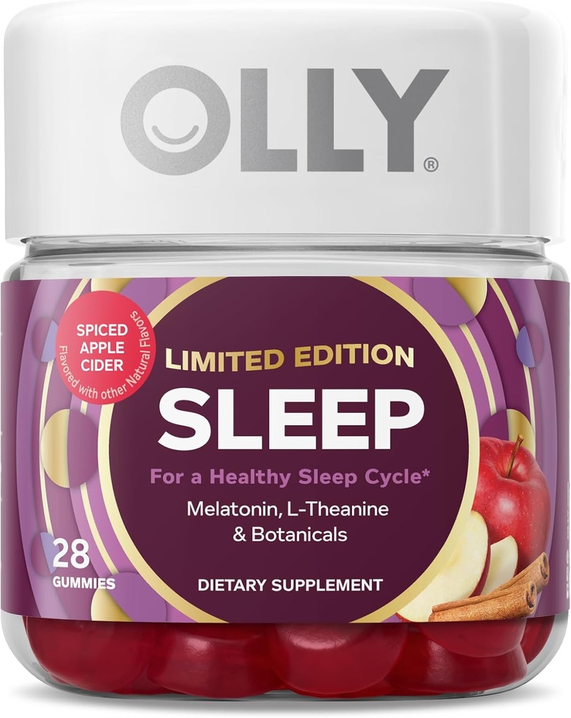 OLLY Sleep Gummy, Limited Edition, Melatonin, L-Theanine, Botanicals, Spiced Apple Cider - 28ct