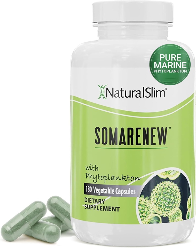 Somarenew Metabolism Booster, Gut Cleanse, Energy Support & Full Body Cleanse Supplement with Marine Phytoplankton (Omega 3) & Black Fulvic Acid Superfood - 180 Vegetable Capsules