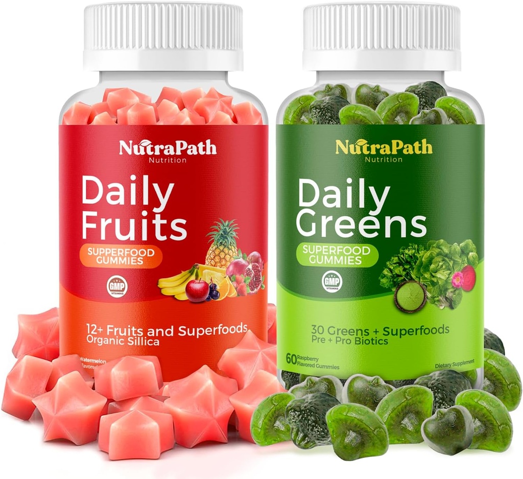 Superfood Fruits and Veggies Gummies (120 Chews), 12+ Superfruits & 30 Veggies, Fruit & Herbs, Fruit and Vegetable Vitamins, Non-GMO, Pectin-Based, Gluten-Free