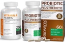 Bronson Probiotic 50 Billion CFU + Prebiotic with Apple Polyphenols & Pineapple Fruit Extract + Vitamin A 10,000 IU Premium Non-GMO Formula