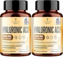 19-in-1 Hyaluronic Acid Capsules - Hylunaric Acid 1200 mg, with Collagen Peptides, Vitamin C, Phytoceramides - for Skin, Eyes, Gastrointestinal, Bones Support (2 Pack)
