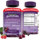 Viva Naturals Organic Sambucus Elderberry Gummies for Adults (120 Count) - 3in1 Black Elderberry Vitamin C and Zinc Immune Support Gummies, Chewable Elderberry Supplements, Zinc Immunity Gummies