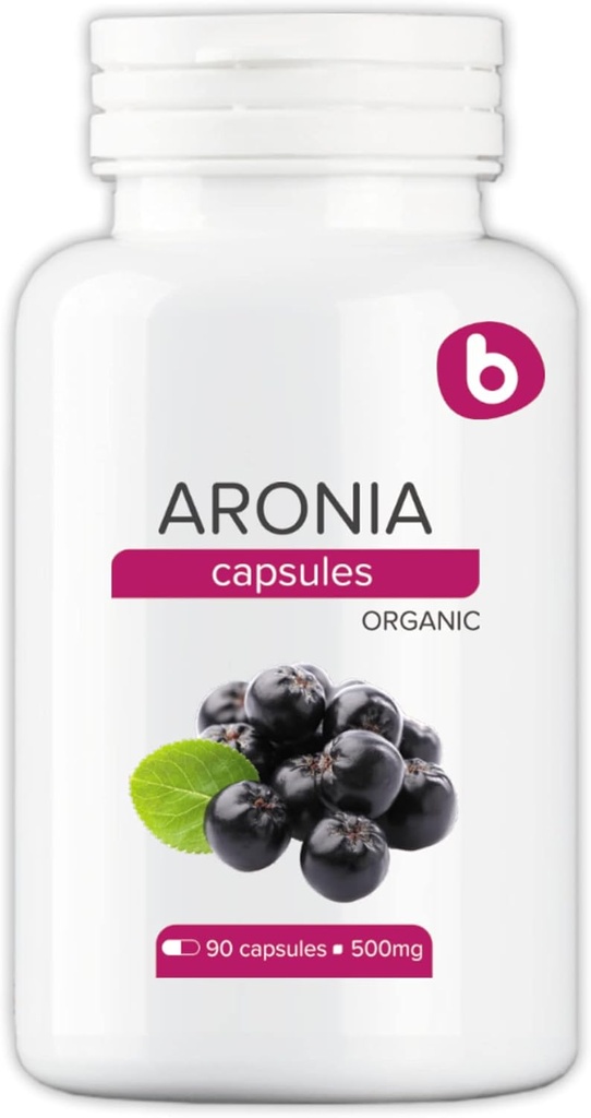 Organic Aronia Berry Capsules – Black Chokeberry Supplement with Natural Anthocyanins & Polyphenols – Supports Immune System – from Aronia Berries Powder – Non-GMO – 500mg, 90 Vegan Capsules