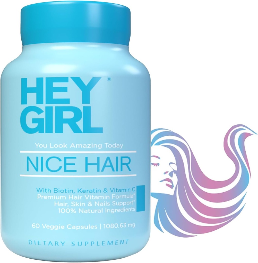Hair Vitamins To Help Thinning and Fallout - Hair Supplement To Grow Hair Faster, Stronger & Have Healthy Skin & Nails - Scientifically Made With Biotin, Keratin, Folic Acid, Vitamin B, C, 60 Capsules
