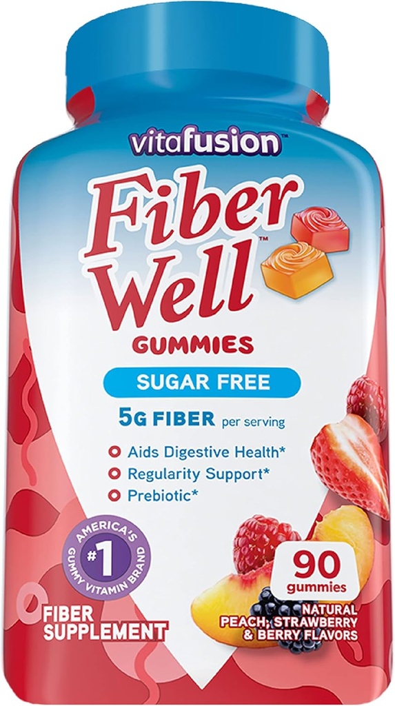 Vitafusion Fiber Well Sugar Free Fiber Supplement, 90 Count B12 Gummy Vitamins, 60 Count