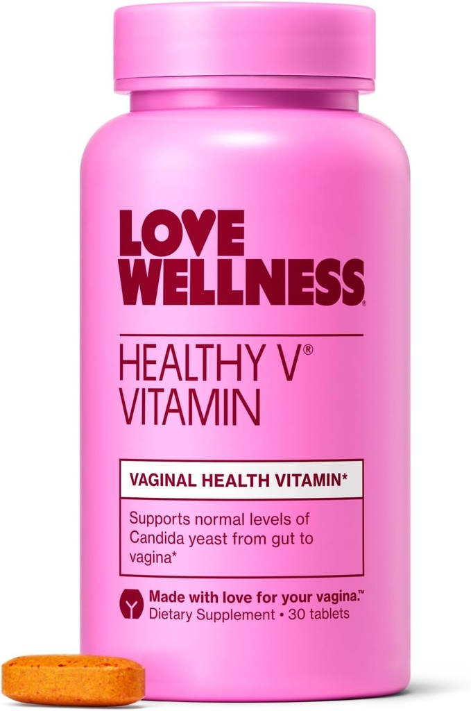 Love Wellness Healthy V Vitamin | Women's Vaginal Health Supplement | pH Balance, Gut Health & Immune Support Supplement | Balance of Candida Yeast with Turmeric, Garlic & Coconut Oil | 30 Count
