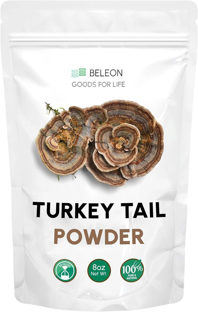 Turkey Tail Mushroom Powder 8 oz - Natural Mushroom Supplement, Contains PSP and PSK, Pet Friendly