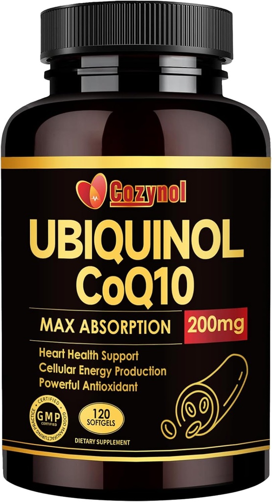 Ubiquinol CoQ10-200mg-Softgels with Vitamin E & Omega 3, High Absorption Coenzyme Q10 Support Heart Health & Energy-Production Powerful-Antioxidant, 120 Counts