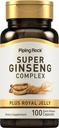 Piping Rock Ginseng Complex Capsules | 100 Count | with Royal Jelly | Non-GMO, Gluten Free Supplement