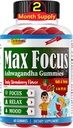 Therefore Ashwagandha Calm & Focus Gummies for Kids & Teens, Support Calm Mood, Relaxation, Anti Stress, Memory, Energy, Relaxation, Low Sugar Vegan, Fruity Flavored- 60 Gummies