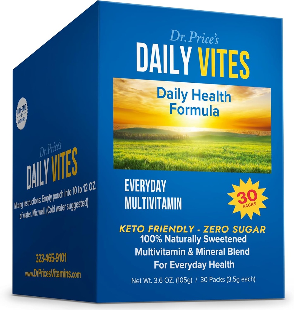 Dr. Price's Multivitamin for Women and Men | Tropical 30 Servings | Daily Supplement Powder with Vitamin C, B Complex & Minerals | Sugar Free Drink Mix | Doctor-Formulated, Made in USA, Non GMO