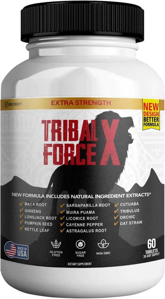 Tribal Force X Extra Strength Natural Supplement, 60 Tablets, Gluten Free, Non-GMO, 30 Day Supply (1)