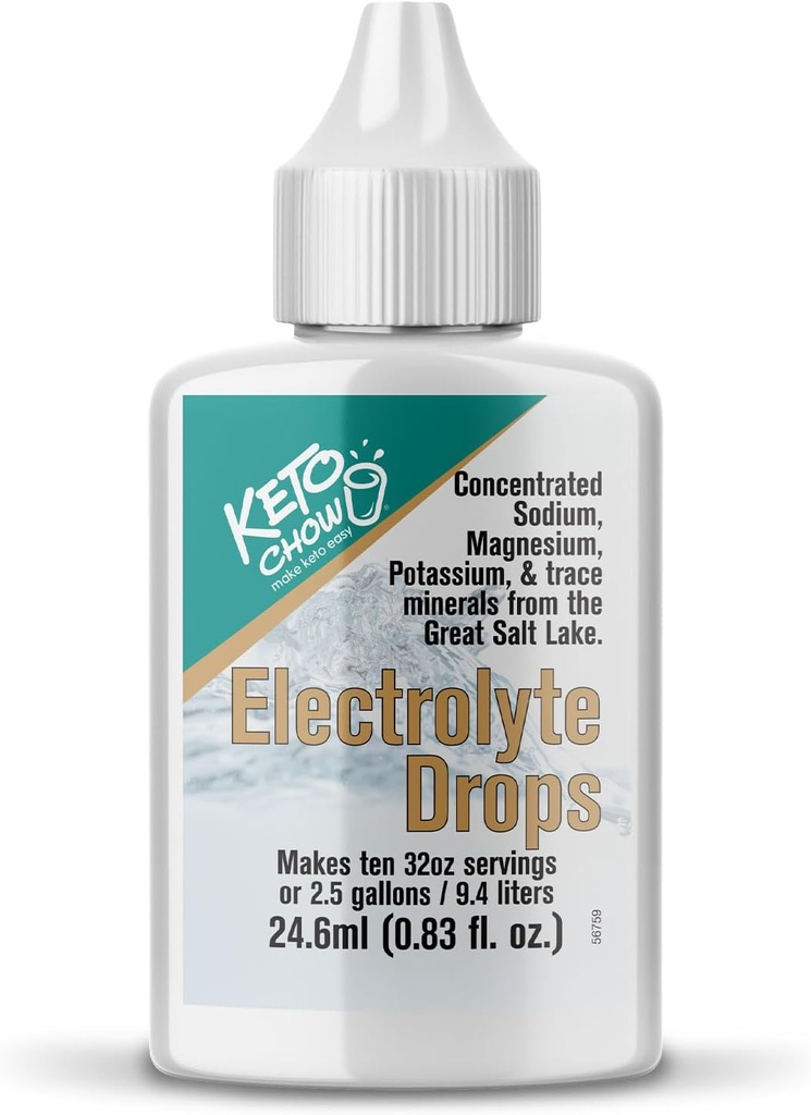 SALTT by Keto Chow - Electrolyte Hydration Drops - Keto Diets & Intermittent Fasting - Immune Support - Gluten & Sugar Free - Sodium, Magnesium, Potassium & Trace Minerals - Unflavored - 0.83 fl oz