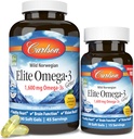 Carlson Labs Elite Omega-3, 1600 mg, Gems Fish Oil Soft Gels, Natural Lemon Flavor, 2 Pack (120 Count Each)