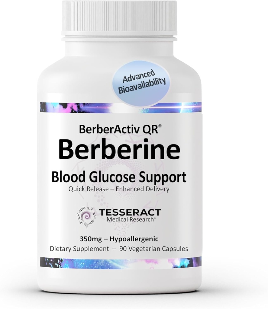 Tesseract Medical Research BerberActiv-QR Berberine Immune Support Supplement, Supports Liver Health, Hypoallergenic, 350mg, 90 Vegetarian Capsules