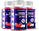 Vitamatic Sugar Free Melatonin 30mg per Gummy - 60 Servings - 60 Vegetarian Gummies - Non-Habit Forming Supplement (60 Count (Pack of 3))