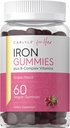 Carlyle Iron Gummies | Plus B-Complex Vitamins | 60 Vegan Gummies | Grape Flavor | Non-GMO, Gluten Free Supplement