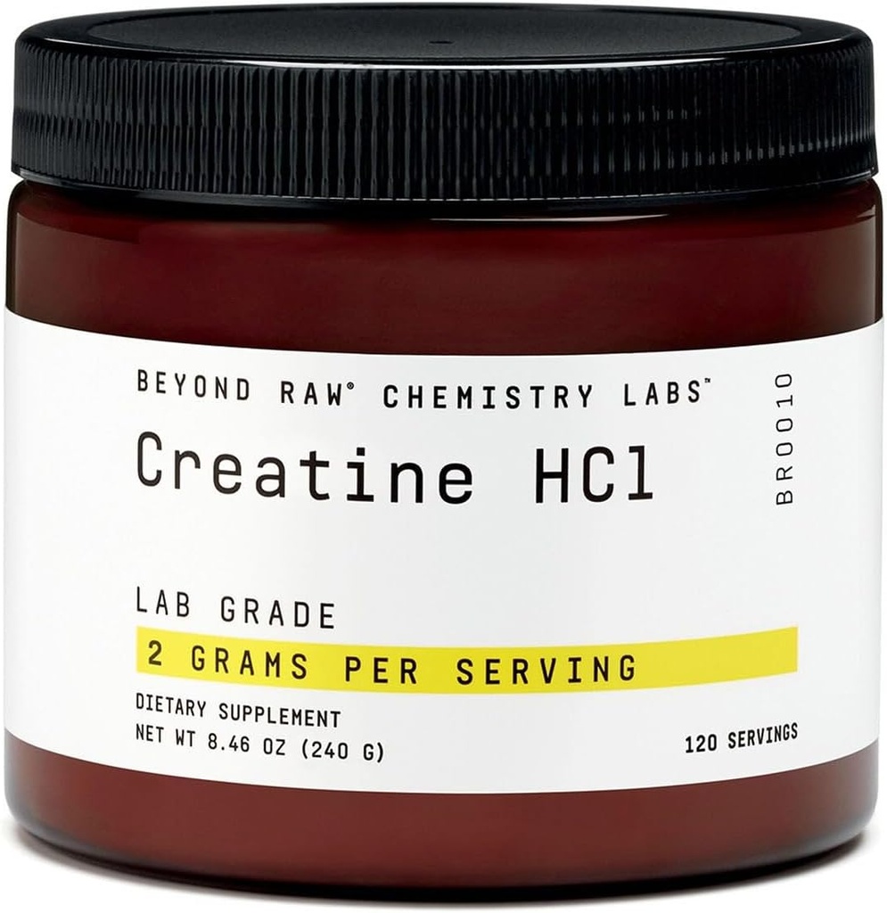BEYOND RAW Science-Backed Creatine HCl Powder, Lab Grade, for Muscle Strength and Growth, Energy Production, Athletic Performance, Cognitive Support, Cellular Hydration, 120 Servings