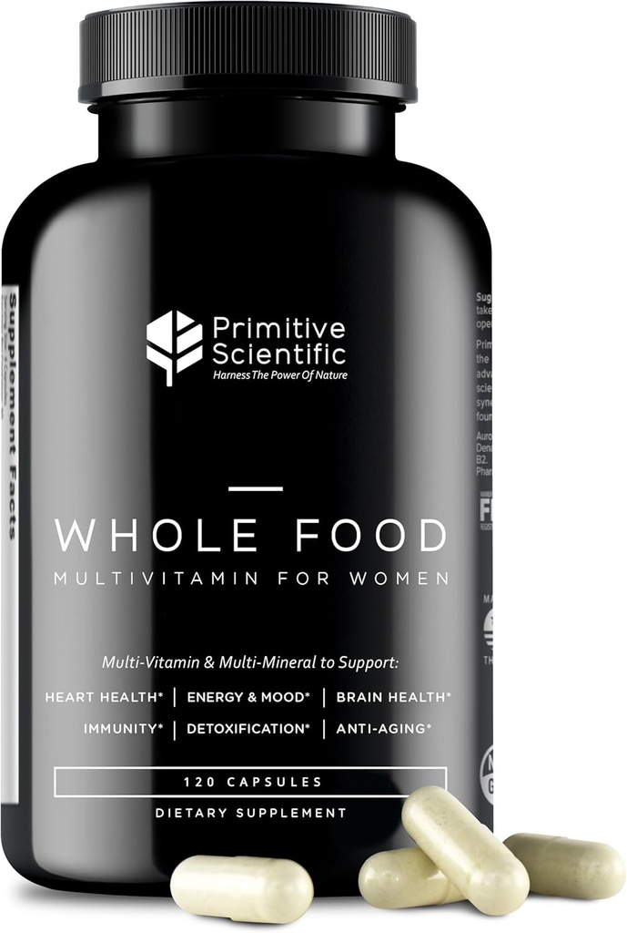 Whole Food Natural One-a-Day Multivitamin and Mineral Capsules for Women – All-Day Energy, Inner Zen, and Stronger You (120 Capsules)
