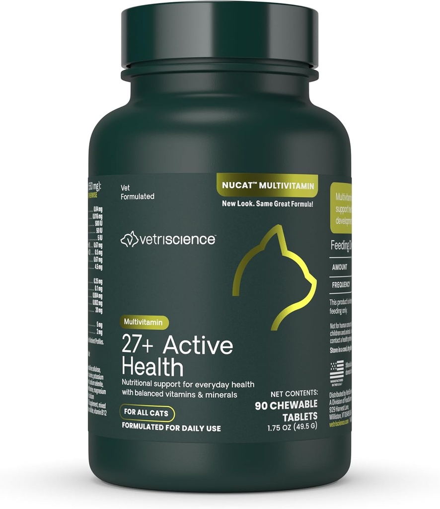 VetriScience 27+ Active Health Multivitamin for Dogs – Vet-Formulated Daily Tablets with Antioxidants, Omega Fatty Acids & B Vitamins,Supports Heart, Brain, Skin,Joint Health | Fish, 90 Count