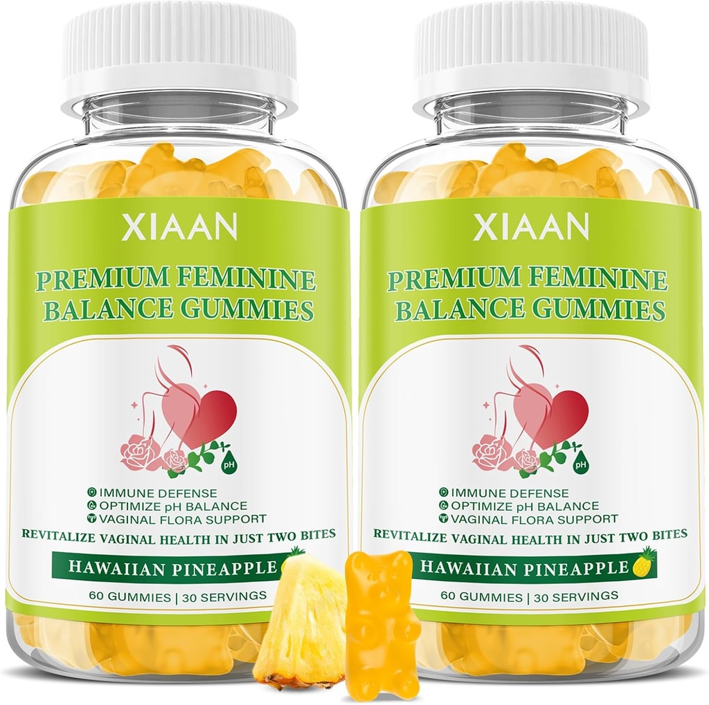 Premium Feminine Balance Gummies for Women's Immune Health, Hawaiian Pineapple Gummies Support PH Balance & Vaginal Health, Vegan, Gluten-Free, 120 Count