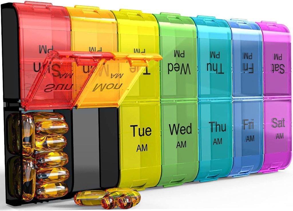 Colorwing Extra Large Pill Organizer 2 Times a Day, Weekly XL AM PM Pill Case, 7 Day Pill Box Twice a Day, Oversized Daily Medicine Pill Organizer for Vitamin, Big Pill Container, Medication Dispenser