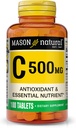 Mason Natural Vitamin C 500 mg, Immune Support & Antioxidant Supplement, Promotes Collagen Production & Cell Protection, 100 Tablets