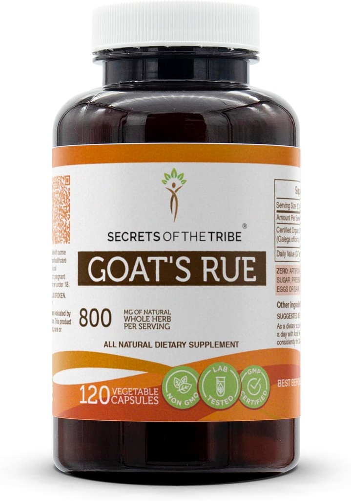 Secrets of the Tribe Goat's Rue 120 Capsules, 800 mg, Goat's Rue (Galega officinalis) Dried Herb (120 Capsules)