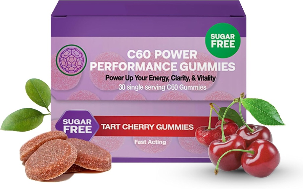 C60 Power Sugar-Free C60 Gummies - Natural Wellness Support for Men & Women, 99.99% Pure Sublimated Carbon Fullerenes, Promotes Energy, Mental Clarity, & Stamina - 30 Count
