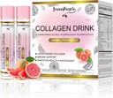 GREENPEOPLE Liquid Collagen for Women & Men, 2500mg Fish Collagen Peptides + Hyaluronic Acid + Vitamin Bs & C, Hair Skin Nails Joints Bones Support (0.85 fl oz, 10 Bottles, Grapefruit)