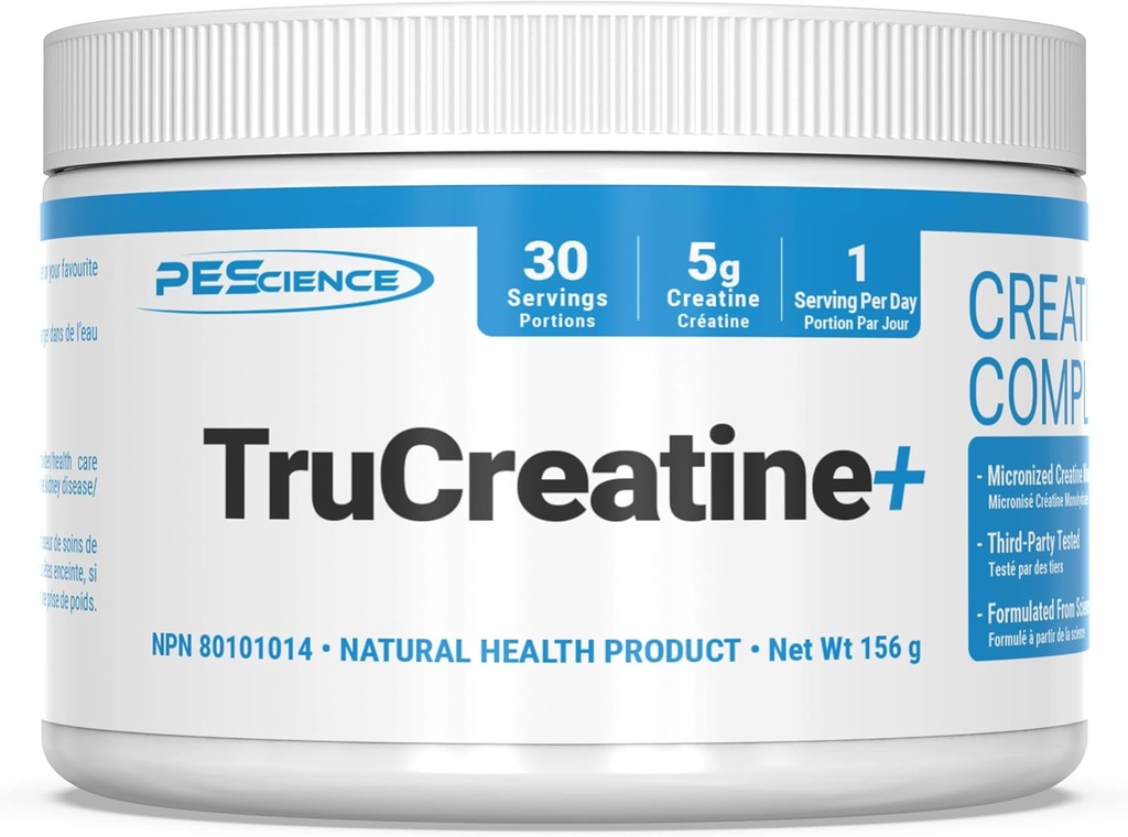 PEScience TruCreatine+ Creatine Monohydrate Powder, Micronized Creapure Creatine for Women & Men, Supports Muscle Growth, Strength & Recovery, Cognition, 30 Servings